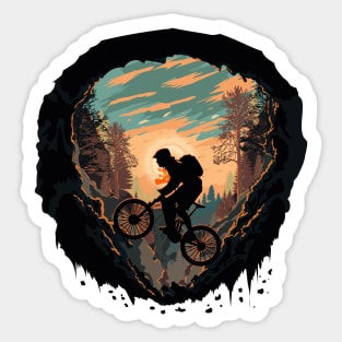 Mountain biking through the woods Sticker